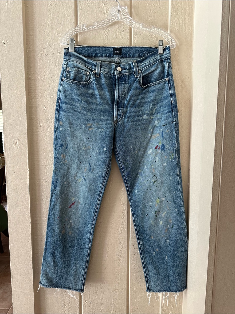 AMAZING GREAT EDWIN SPLATTER PAINT STRAIGHT LEG DENIM JEANS 27 WOW